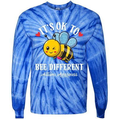 Autism Awareness Bee ItS Ok To Be Different Autistic Bees Gift Tie-Dye Long Sleeve Shirt