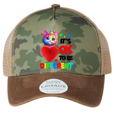 Autism Awareness Cat ItS Ok To Be Different Funny Autistic Gift Legacy Tie Dye Trucker Hat