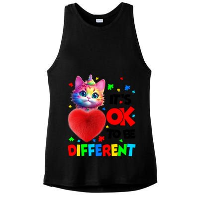 Autism Awareness Cat ItS Ok To Be Different Funny Autistic Gift Ladies PosiCharge Tri-Blend Wicking Tank