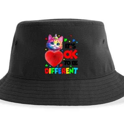 Autism Awareness Cat ItS Ok To Be Different Funny Autistic Gift Sustainable Bucket Hat