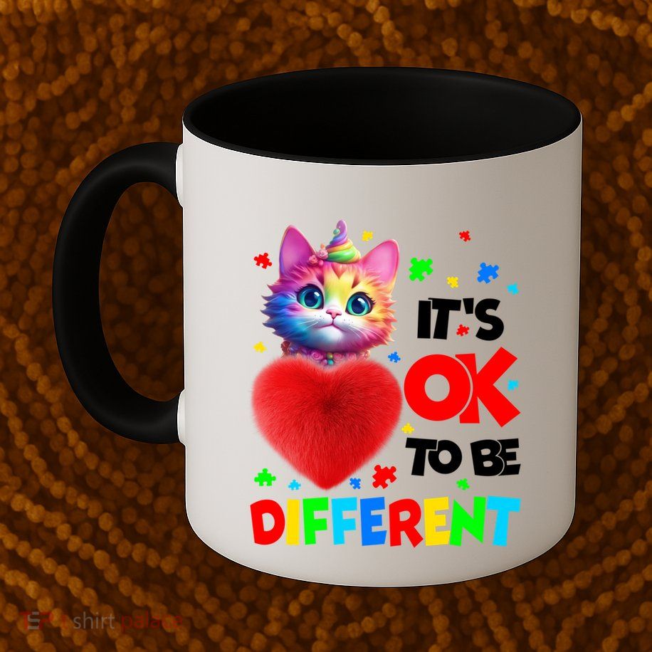 Autism Awareness Cat ItS Ok To Be Different Funny Autistic Gift Mug