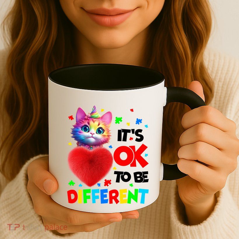 Autism Awareness Cat ItS Ok To Be Different Funny Autistic Gift Mug
