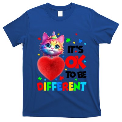 Autism Awareness Cat ItS Ok To Be Different Funny Autistic Gift T-Shirt