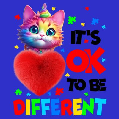 Autism Awareness Cat ItS Ok To Be Different Funny Autistic Gift T-Shirt