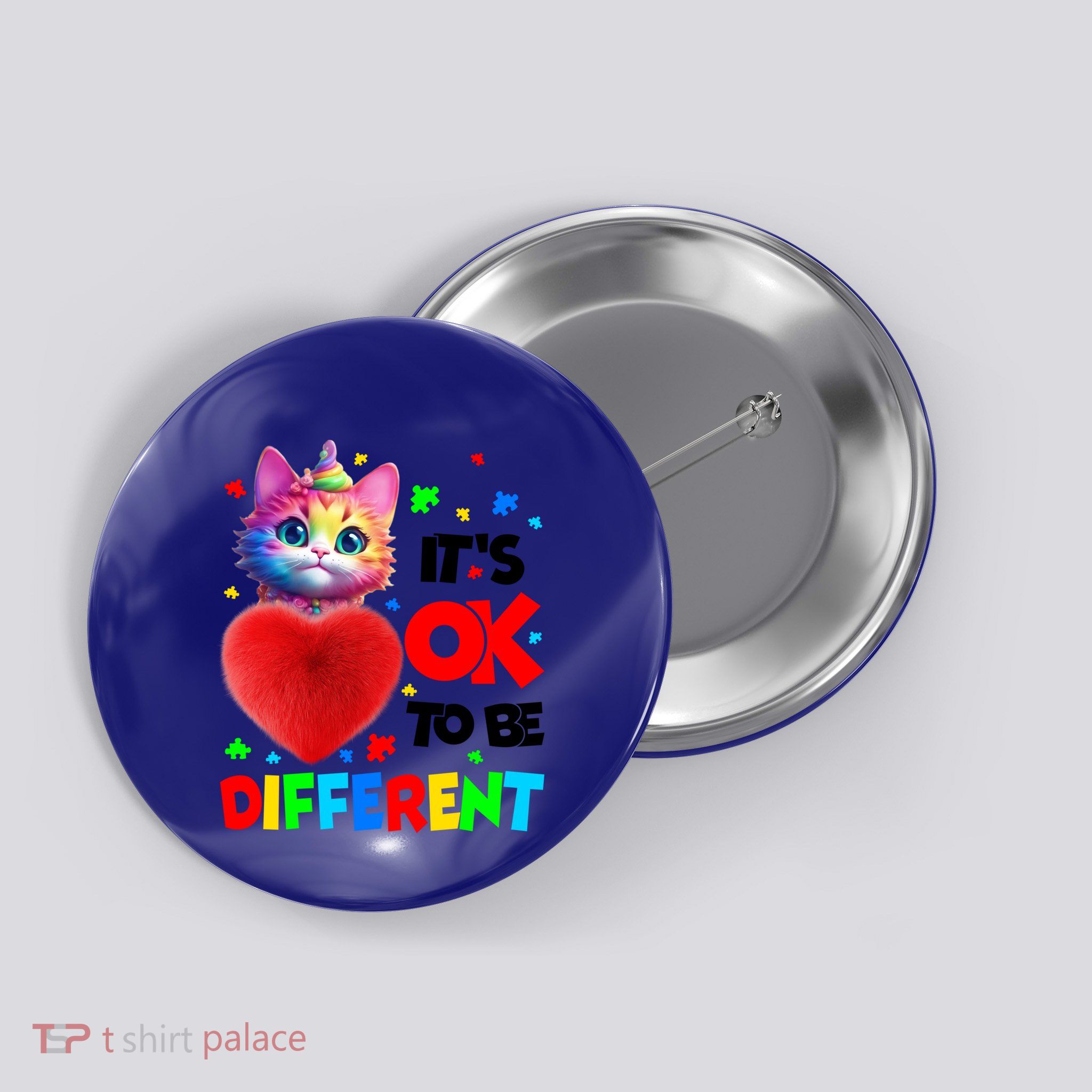 Autism Awareness Cat ItS Ok To Be Different Funny Autistic Gift Button