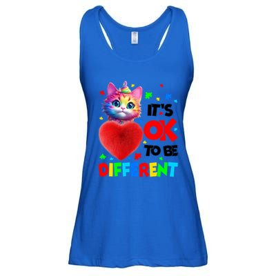 Autism Awareness Cat ItS Ok To Be Different Funny Autistic Gift Ladies Essential Flowy Tank