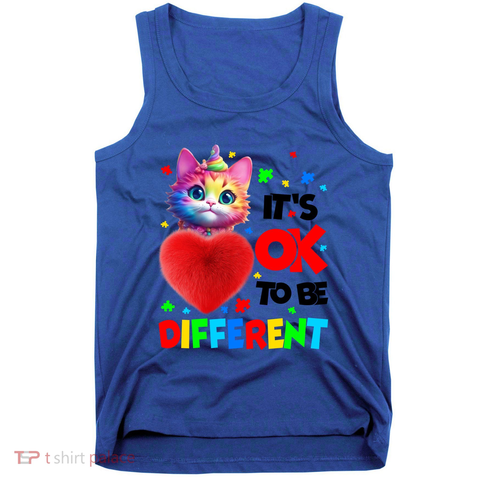 Autism Awareness Cat ItS Ok To Be Different Funny Autistic Gift Tank Top