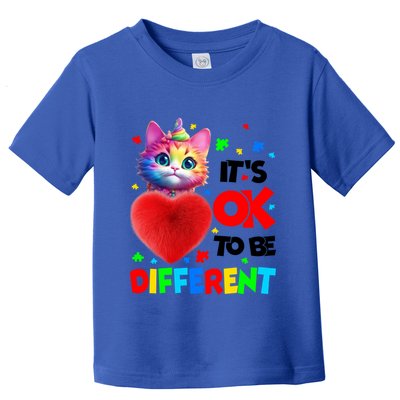 Autism Awareness Cat ItS Ok To Be Different Funny Autistic Gift Toddler T-Shirt