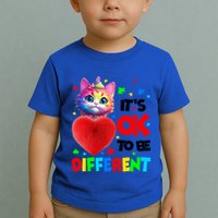 Autism Awareness Cat ItS Ok To Be Different Funny Autistic Gift Toddler T-Shirt