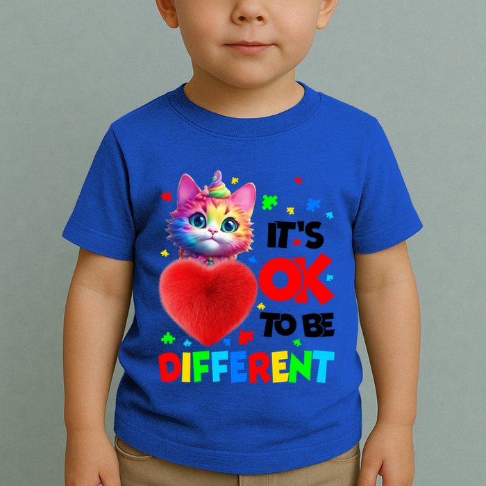 Autism Awareness Cat ItS Ok To Be Different Funny Autistic Gift Toddler T-Shirt