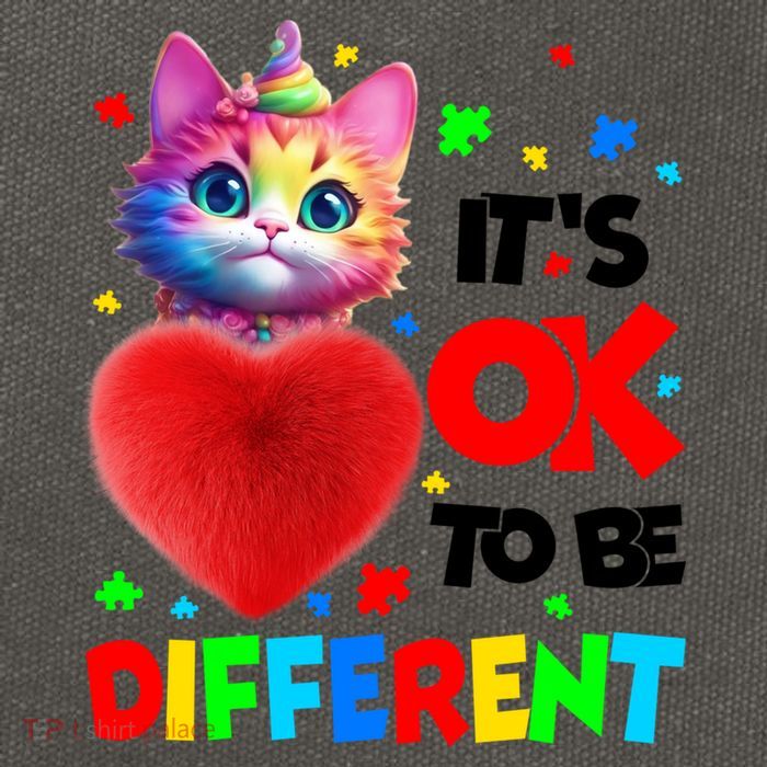 Autism Awareness Cat ItS Ok To Be Different Funny Autistic Gift Cotton Canvas Backpack