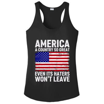 America A Country So Great Even Its Haters WonT Leave Ladies PosiCharge Competitor Racerback Tank