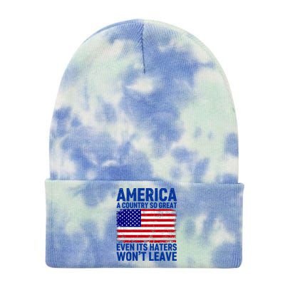 America A Country So Great Even Its Haters WonT Leave Tie Dye 12in Knit Beanie