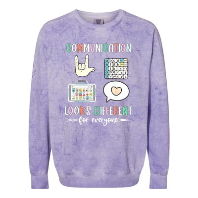 Autism Awareness Communication Looks Different For Everyone Gift Colorblast Crewneck Sweatshirt