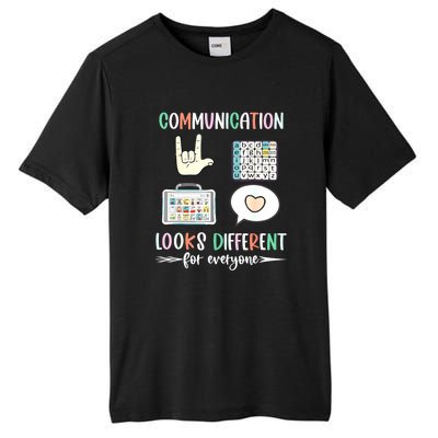 Autism Awareness Communication Looks Different For Everyone Gift Tall Fusion ChromaSoft Performance T-Shirt