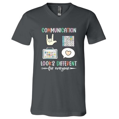 Autism Awareness Communication Looks Different For Everyone Gift V-Neck T-Shirt