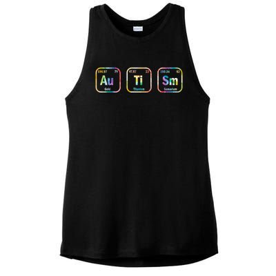 Autism Awareness Chemistry Elets Periodic Table Tie Dye Gift Ladies PosiCharge Tri-Blend Wicking Tank