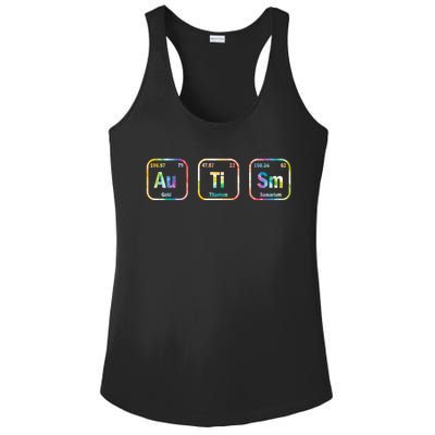 Autism Awareness Chemistry Elets Periodic Table Tie Dye Gift Ladies PosiCharge Competitor Racerback Tank