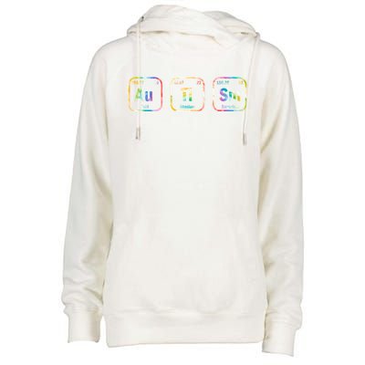 Autism Awareness Chemistry Elets Periodic Table Tie Dye Gift Womens Funnel Neck Pullover Hood