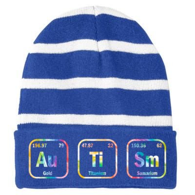 Autism Awareness Chemistry Elets Periodic Table Tie Dye Gift Striped Beanie with Solid Band