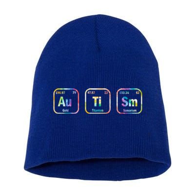 Autism Awareness Chemistry Elets Periodic Table Tie Dye Gift Short Acrylic Beanie