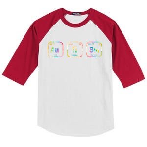 Autism Awareness Chemistry Elets Periodic Table Tie Dye Gift Kids Colorblock Raglan Jersey