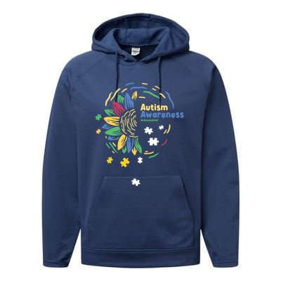 Autism Awareness Choose Kind Autistic Gift Performance Fleece Hoodie