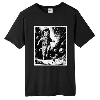 Aliens Abducting cats into Flying UFO Saucer in Cosmic Space Tall Fusion ChromaSoft Performance T-Shirt