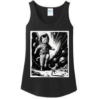 Aliens Abducting cats into Flying UFO Saucer in Cosmic Space Ladies Essential Tank