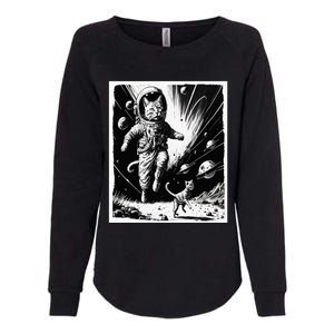 Aliens Abducting cats into Flying UFO Saucer in Cosmic Space Womens California Wash Sweatshirt