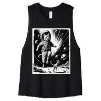 Aliens Abducting cats into Flying UFO Saucer in Cosmic Space Women's Racerback Cropped Tank