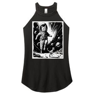 Aliens Abducting cats into Flying UFO Saucer in Cosmic Space Women's Perfect Tri Rocker Tank