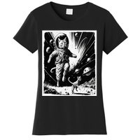 Aliens Abducting cats into Flying UFO Saucer in Cosmic Space Women's T-Shirt