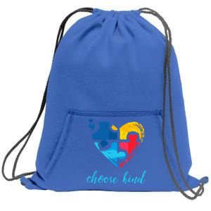 Autism Awareness Choose Kind Heart Puzzle Cool Gift Sweatshirt Cinch Pack Bag