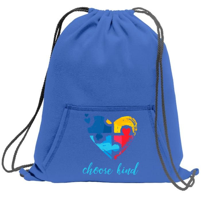 Autism Awareness Choose Kind Heart Puzzle Cool Gift Sweatshirt Cinch Pack Bag