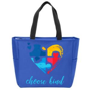 Autism Awareness Choose Kind Heart Puzzle Cool Gift Zip Tote Bag