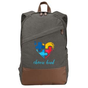 Autism Awareness Choose Kind Heart Puzzle Cool Gift Cotton Canvas Backpack