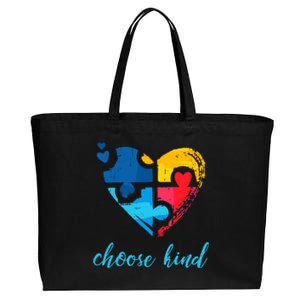 Autism Awareness Choose Kind Heart Puzzle Cool Gift Cotton Canvas Jumbo Tote