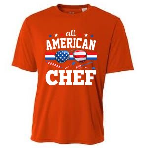 All American Chef 4th Of July Usa Flag Sunglasses Gift Cooling Performance Crew T-Shirt