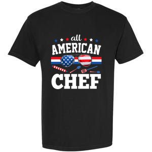 All American Chef 4th Of July Usa Flag Sunglasses Gift Garment-Dyed Heavyweight T-Shirt