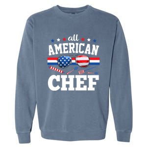 All American Chef 4th Of July Usa Flag Sunglasses Gift Garment-Dyed Sweatshirt