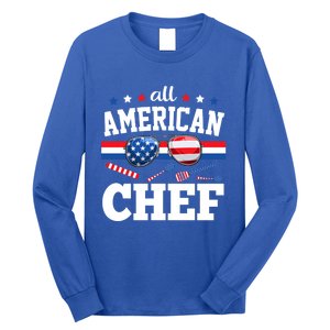 All American Chef 4th Of July Usa Flag Sunglasses Gift Long Sleeve Shirt