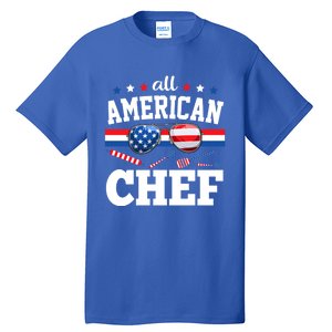 All American Chef 4th Of July Usa Flag Sunglasses Gift Tall T-Shirt