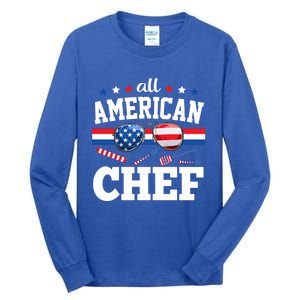 All American Chef 4th Of July Usa Flag Sunglasses Gift Tall Long Sleeve T-Shirt