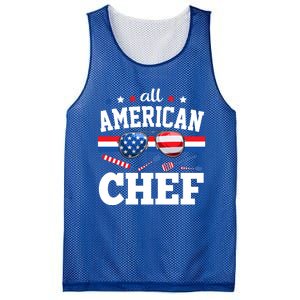 All American Chef 4th Of July Usa Flag Sunglasses Gift Mesh Reversible Basketball Jersey Tank