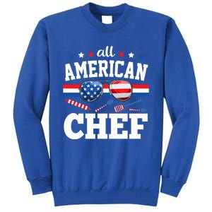 All American Chef 4th Of July Usa Flag Sunglasses Gift Tall Sweatshirt