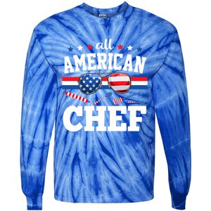 All American Chef 4th Of July Usa Flag Sunglasses Gift Tie-Dye Long Sleeve Shirt