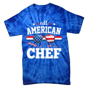 All American Chef 4th Of July Usa Flag Sunglasses Gift Tie-Dye T-Shirt