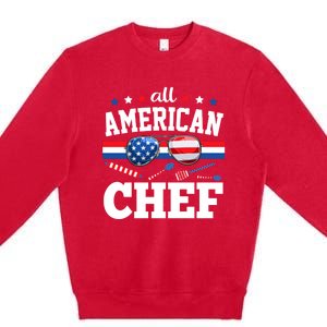 All American Chef 4th Of July Usa Flag Sunglasses Gift Premium Crewneck Sweatshirt