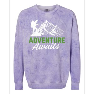 Adventure Awaits Camping Gift Colorblast Crewneck Sweatshirt